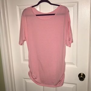 Pink Cold Shoulder with Side Rouching